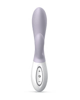 Zini Dew Dual Pleasure Rabbit Vibrator Purple showcasing sleek design and control buttons for personalized pleasure.