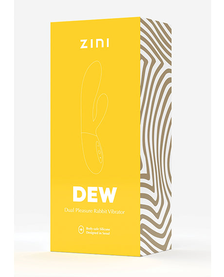 Zini Dew Dual Pleasure Rabbit Vibrator Purple packaging featuring design and product details.