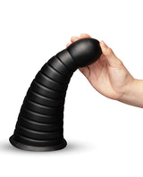 b-Vibe Cone 10 inch Tapered & Ribbed Dildo with Suction Cup, showcasing textured ribs and tapered tip for enhanced pleasure.