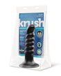 b-Vibe Krush 9.5 inch Curved & Ribbed Dildo Black displayed in packaging with features highlighted