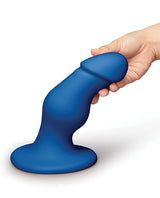 b-Vibe Gape 8.25 inch Bulbous Dildo with Suction Cup held in a hand, showcasing its bold and bulbous design.