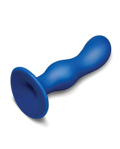 b-Vibe Milk 8.5 inch Curved Anal Trainer with Tapered Tip in blue color for precise and comfortable use.