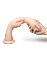 b-Vibe Fists 14.5 inch Fist-Style Realistic Dildo with Suction Cup held by a hand, showcasing its detailed design.