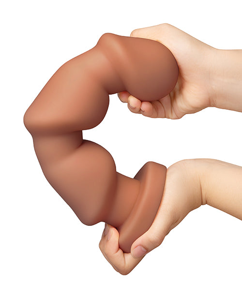 b-Vibe Headz 10.5 inch Multi-Bulb Dildo with Flared Base being held in hands, showcasing its multi-bulb design.