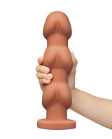 b-Vibe Headz 10.5 inch Multi-Bulb Dildo with Flared Base held in hand showcasing its multi-bulb design.