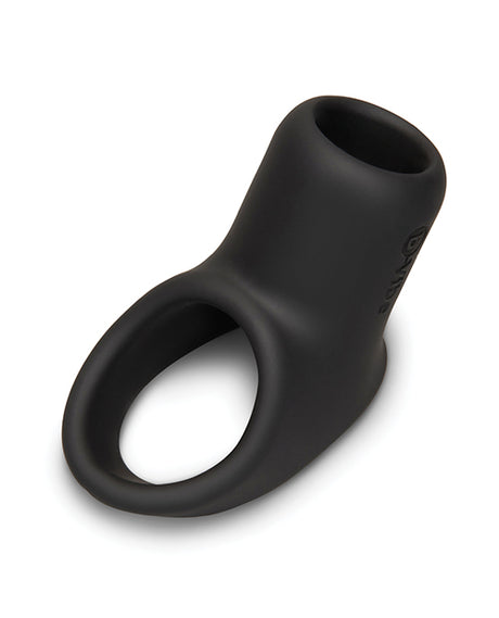 b-Vibe Flex Ring Shaft Silicone Cock Ring & Ball Stretcher in sleek black silicone design.