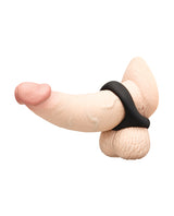 b-Vibe Flex Ring Eight Silicone Cock Ring on a realistic phallic shape, designed for pelvic support and enhanced sensations.