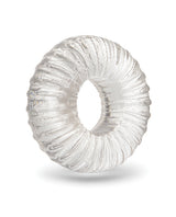 b-Vibe Stretch-Tech Swirl Flexible Secure Fit Cock Ring with a fluid external spiral texture for enhanced stimulation.