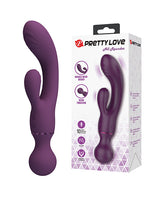 Pretty Love All Rounder Vibrator Purple with dual motors and 10 vibration modes, shown in packaging.