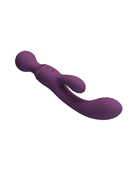 Pretty Love All Rounder Vibrator Purple - versatile dual-stimulation toy in vibrant purple, made of soft silicone.