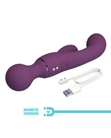 Pretty Love All Rounder Vibrator Purple with magnetic charging cable and dual-stimulation design.