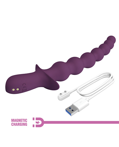 Pretty Love Extreme Series Powerful Vibration Rigdon with USB magnetic charger, 10-inch flexible beaded design.