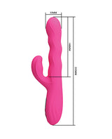 Pretty Love Winters Squiggle Vibrator Pink displayed with dimensions, highlighting its advanced design for pleasure.