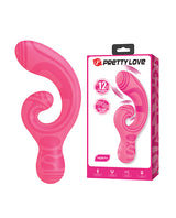Pretty Love Verity Rabbit Vibrator Hot Pink in packaging, showcasing its elegant design and soft swirl pattern.