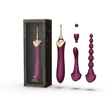 ZALO Bess 2 Clitoral Massager in Velvet Purple with multiple attachments including anal beads, USB rechargeable, waterproof, 8 vibration modes