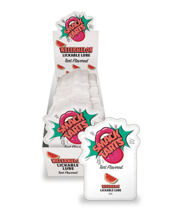 Smack Tarts Lube 3 ml Pouch Sour Watermelon Display 36 pc with vibrant packaging and individual pouches.