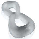 Oxballs Boomerang Double-Ring Cockring & Nut-Tugger Clear Steam shown in soft material design