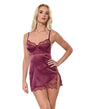 Coquette Lace Satin Underwire Chemise Mauve Plum lingerie showcasing elegant lace and satin fabric.