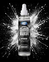 Cloud Burst Hybrid Personal Lubricant 8oz bottle with splash background, showcasing water-silicone fusion.
