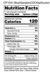 Nutrition facts for Cocktails Sucker Blue Hawaiian Penis Lollipop, highlighting calories and serving size.
