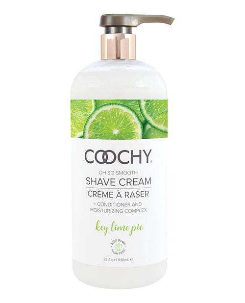 Coochy Shave Cream Key Lime Pie 12.5 Oz, smooth shave cream with moisturizing complex and jojoba seed oil.