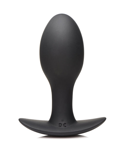 Rooster Rumbler Vibrating Silicone Anal Plug Large Black displayed in a sleek, matte finish for anal pleasure.