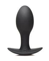 Rooster Rumbler Vibrating Silicone Anal Plug Large Black displayed in a sleek, matte finish for anal pleasure.
