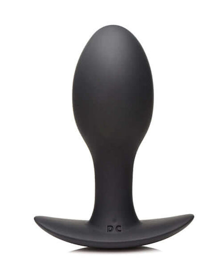 Rooster Rumbler Vibrating Silicone Anal Plug Large Black displayed in a sleek, matte finish for anal pleasure.