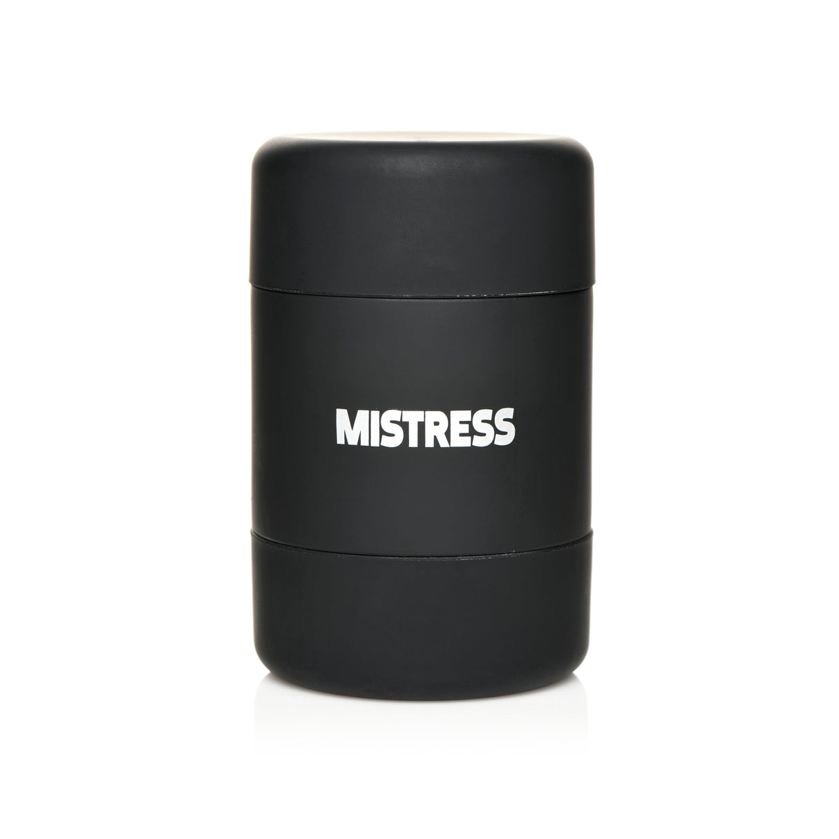 Mistress Double Shot Mouth & Pussy Stroker Dark, a compact dual-entry male masturbator for realistic pleasure.