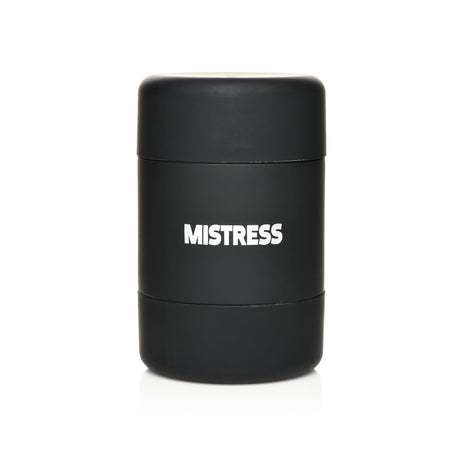 Mistress Double Shot Mouth & Pussy Stroker Dark, a compact dual-entry male masturbator for realistic pleasure.