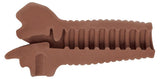 Mistress Mercedes Vibrating Mouth Stroker Chocolate with lifelike texture and ribbed inner channel for pleasure.