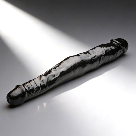 JOCK 13 Inch Tapered Double Dong Black featuring two tapered heads and realistic detailing for versatile pleasure.