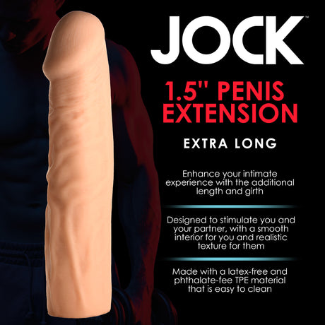 Extra Long 1.5 Inch Penis Extension Light sleeve for enhancing size and sensation, designed for pleasure and comfort.