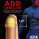 Extra Long 1.5 Inch Penis Extension Light shows the product's length adding 1.5 inches for enhanced pleasure.
