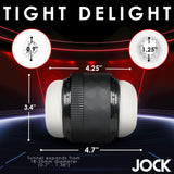 Jock Tightening Masturbator Open Ended with adjustable tightness levels and varying tunnel diameters.
