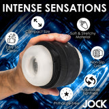 Jock Tightening Masturbator Open Ended with compact size, adjustable tightness, and soft stretchy material for intense sensations.