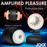 Jock Tightening Masturbator Open Ended features an adjustable fit and soft textured tunnel for amplified pleasure.