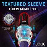 Jock Spinning & Thrusting Masturbator with 2 Bullets featuring a textured sleeve for realistic feel.