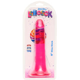 Lollicock 8 Inch Slim Stick Cherry Ice Dildo in packaging, featuring a slim, translucent design.