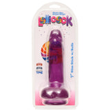 Lollicock 7 Inch Slim Stick with Balls Grape Ice Dildo in packaging, featuring a translucent grape-toned design.
