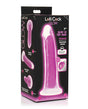 Curve Toys Lollicock 7 Inch Glow in the Dark Dildo Purple packaging displayed on a white background.