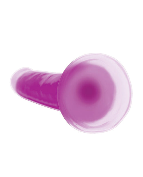 Curve Toys Lollicock 7 Inch Glow in the Dark Dildo Purple showcasing its luminous purple design from the base.