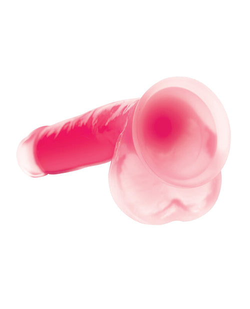 Lollicock 7 Inch Glow in the Dark Silicone Dildo Pink showcasing its unique design and texture.