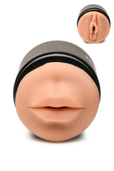 Mistress Double Shot Mouth and Pussy Stroker Medium featuring lifelike mouth and vulva openings.
