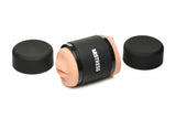 Mistress Double Shot Mouth and Pussy Stroker Medium with lifelike openings for enhanced pleasure in a compact design.