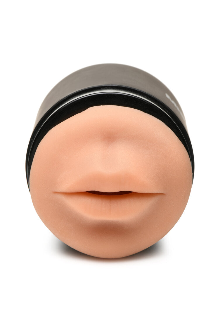 Mistress Double Shot Mouth and Pussy Stroker Medium with lifelike mouth opening for pleasurable use.