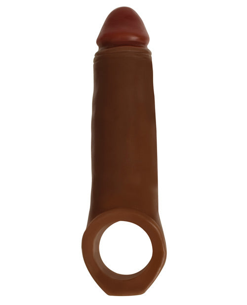 Jock 2 Inch Penis Enhancer with Ball Strap Brown displayed, showcasing realistic design and integrated ball strap.