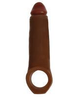 Jock 2 Inch Penis Enhancer with Ball Strap Brown displayed, showcasing realistic design and integrated ball strap.