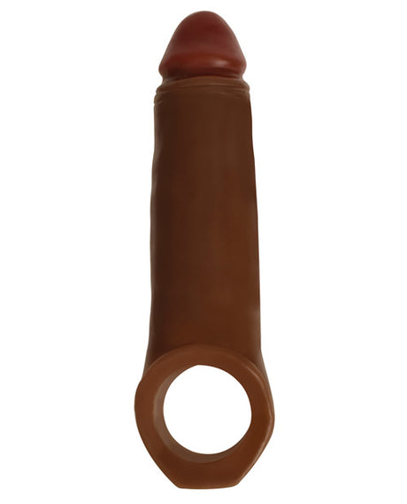 Jock 2 Inch Penis Enhancer with Ball Strap Brown displayed, showcasing realistic design and integrated ball strap.