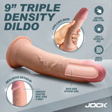 Hard-Core 9 Inch Triple Density Dildo Light showcasing realistic details and triple density construction.